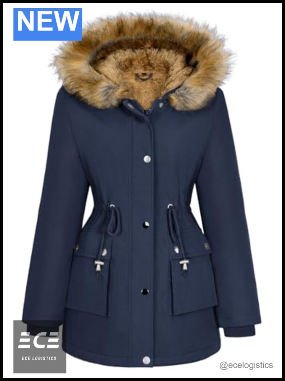 Women's Winter Parka Coat Water-Repellent Fleece-Lined Hooded Jacket